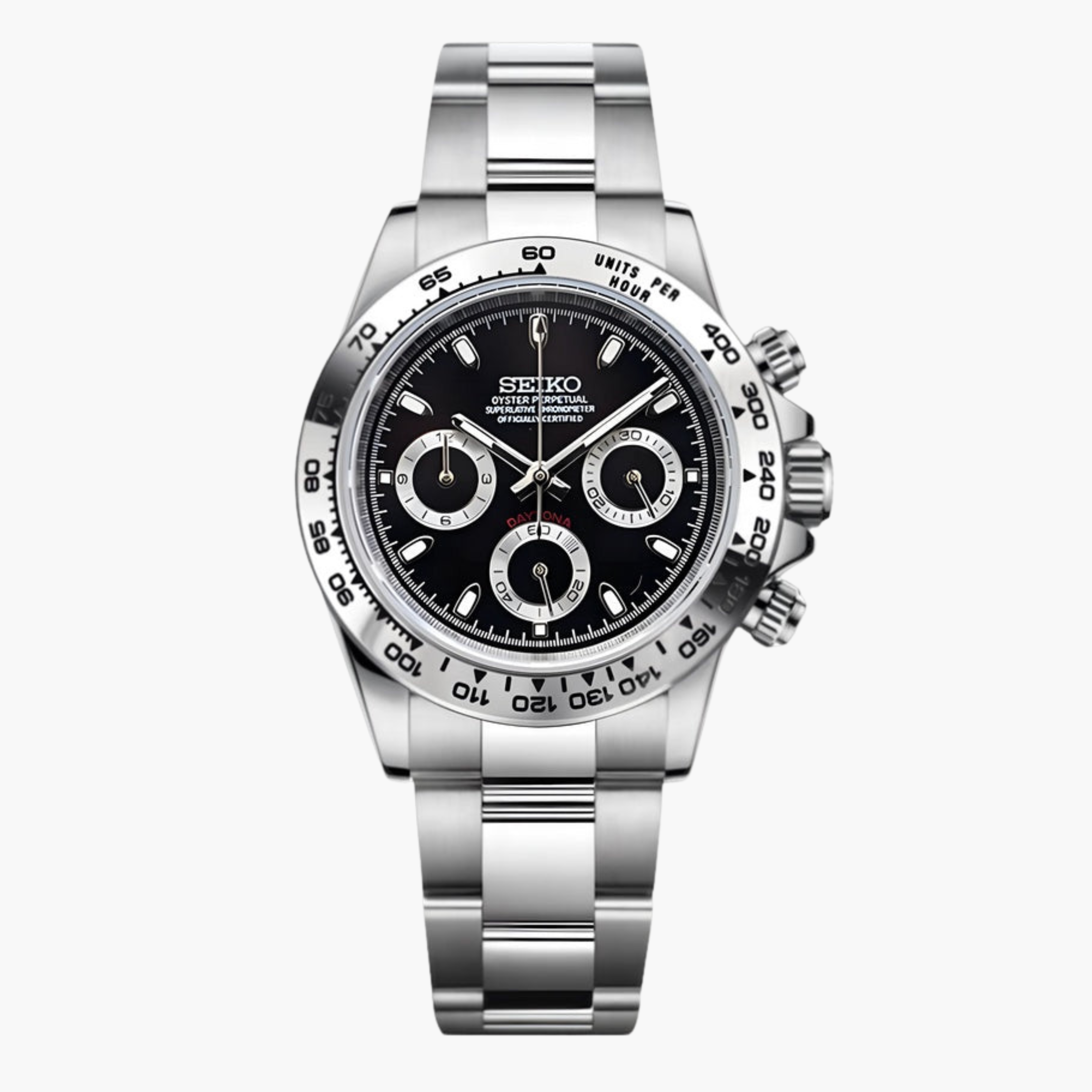 Custom Seitona Silver Black Dial