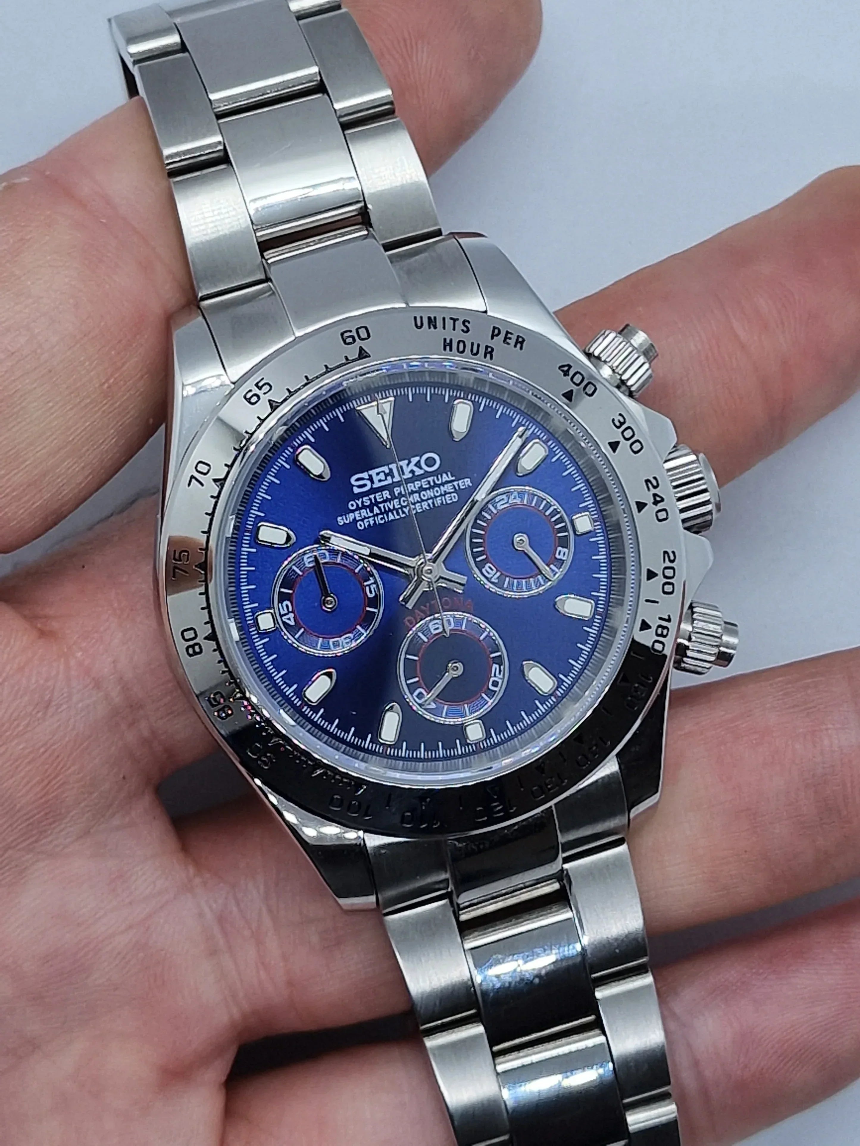 Custom Seitona Silver Blue Dial