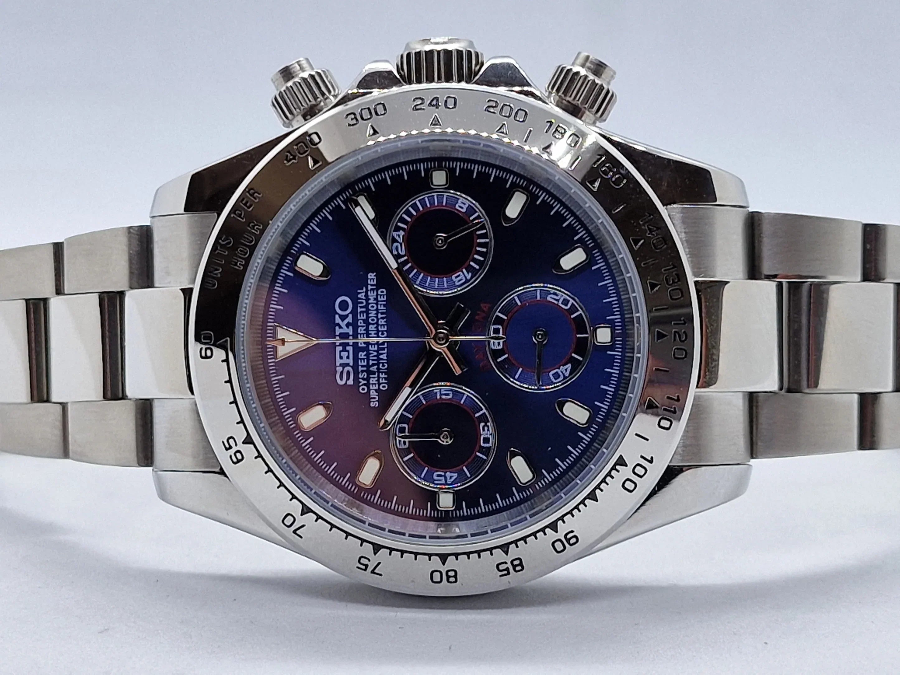 Custom Seitona Silver Blue Dial